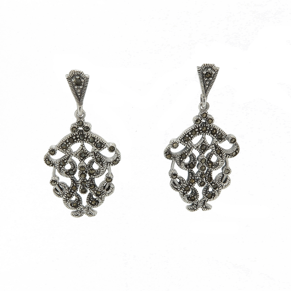 Orecchini pendenti traforati in marcasite