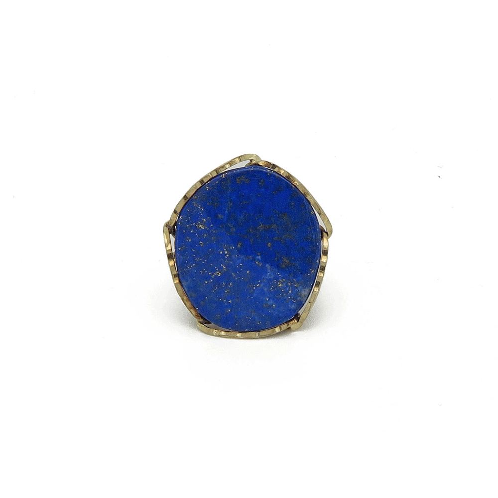 Anello con lapislazzuli in argento dorato
