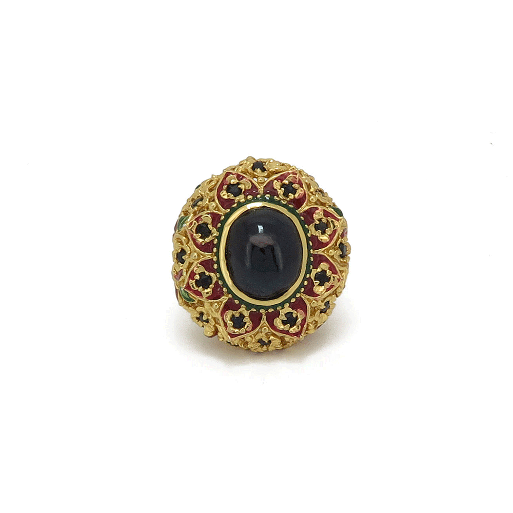 Anello smaltato con zaffiro
