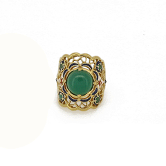 Anello a fascia con agata verde