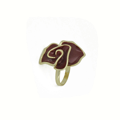 Anello a fiore smaltato bordeaux