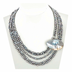 Collana perle di fiume cinque fili