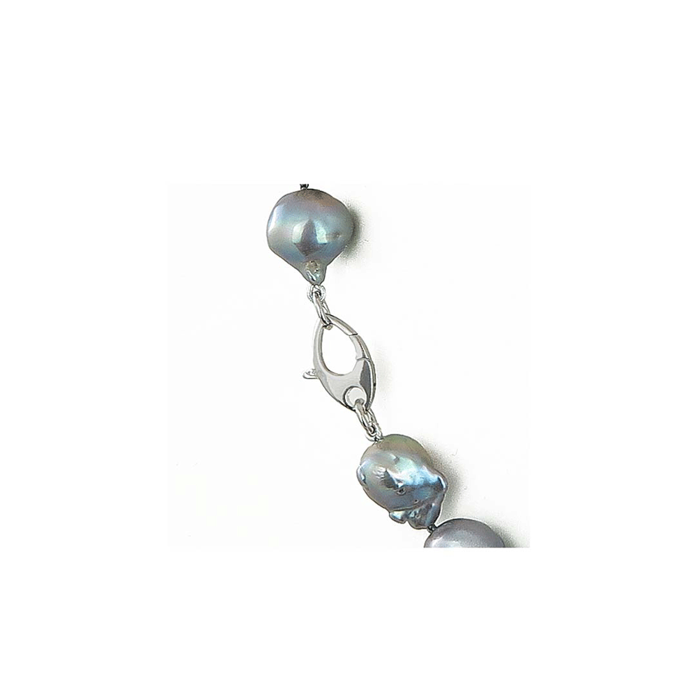 Collana di perle barocche grigie