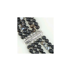 Collana di agata nera screziata a cinque fili