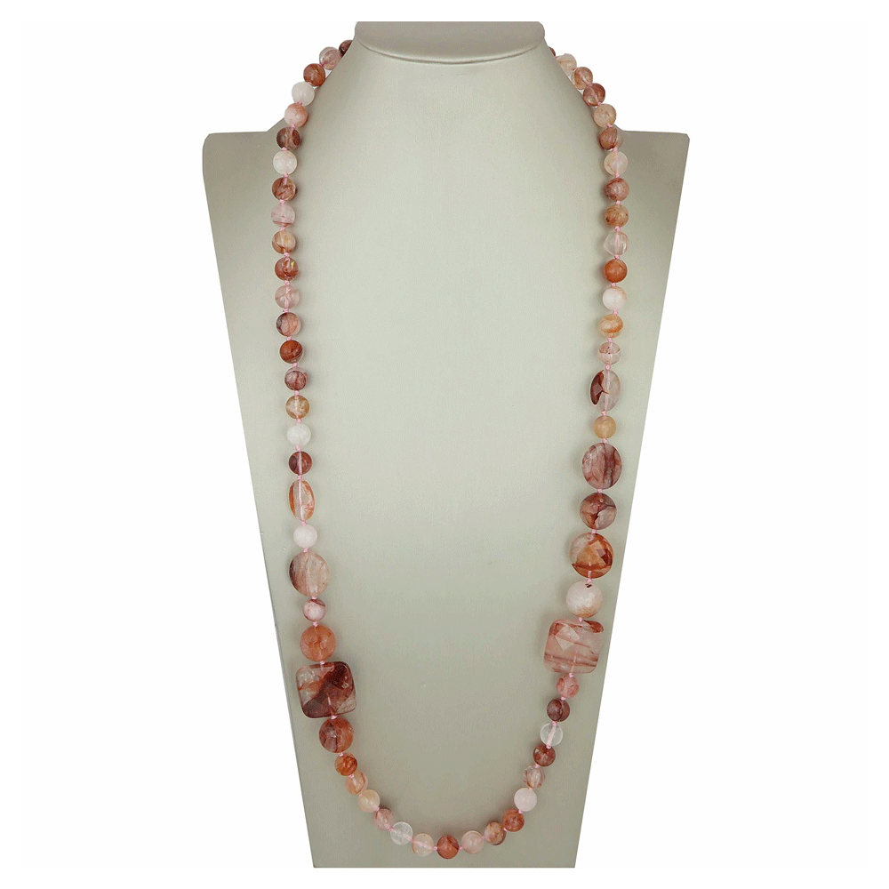 Collana lunga in agata screziata con pietre sferiche e irregolari da 90 cm – Viganò Milano 1919