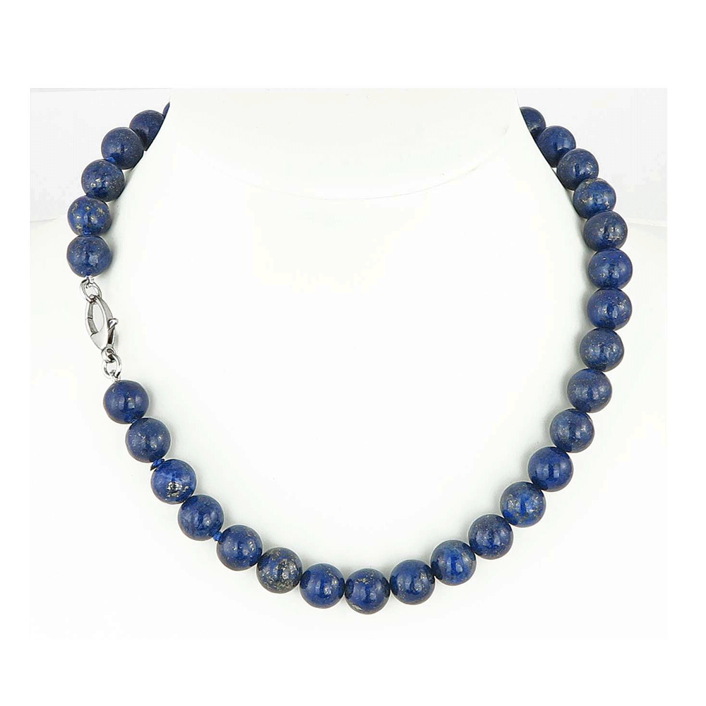 Collana girocollo in lapislazzuli blu con pietre sferiche da 15 mm – Viganò Milano 1919