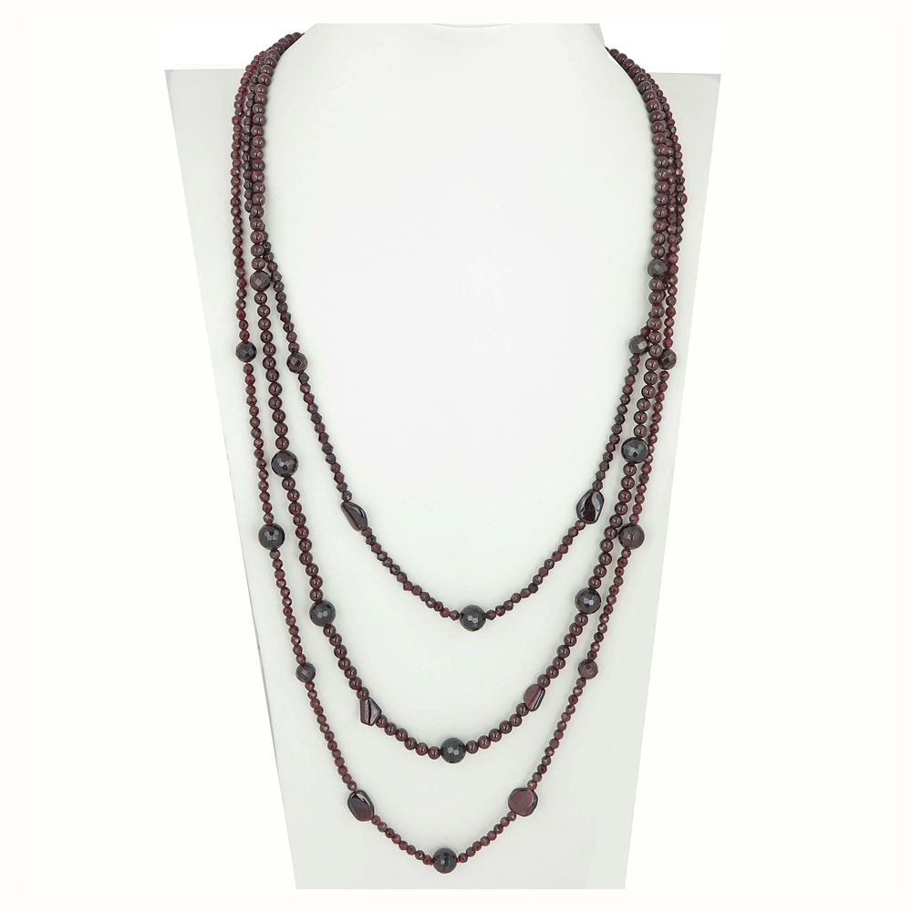 Collana di granato  tre fili