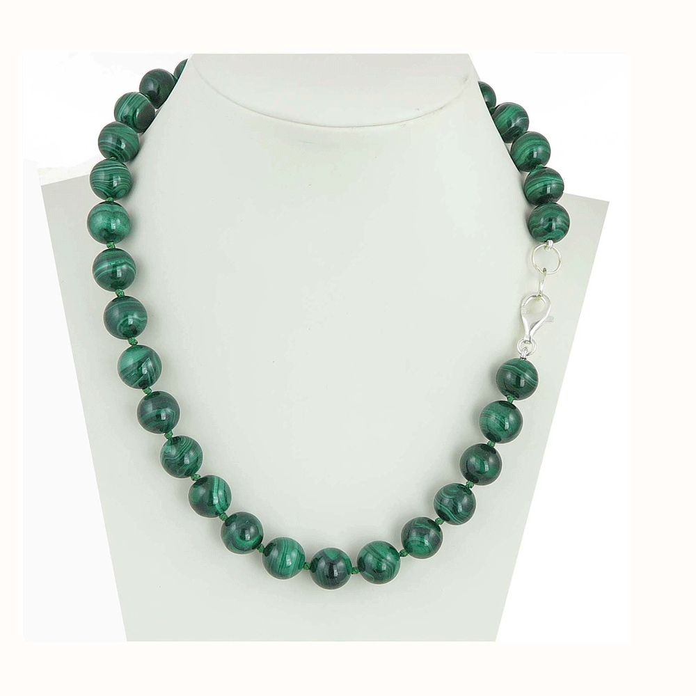 Collana in malachite sferica