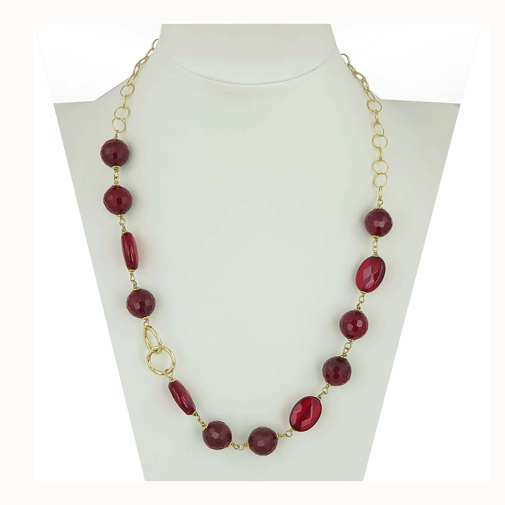 Collana con agata bordeaux