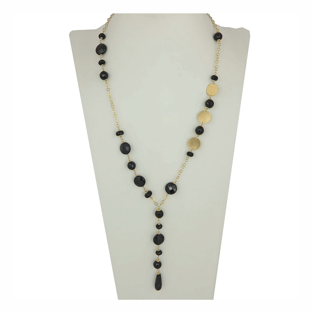 Collana cravatta con agata nera