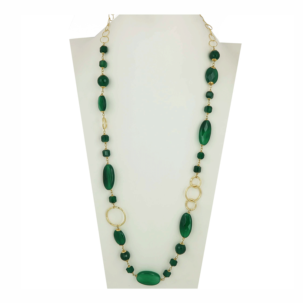 Collana lunga con agata verde