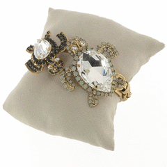 Bracciale rigido in ottone con tartarughe