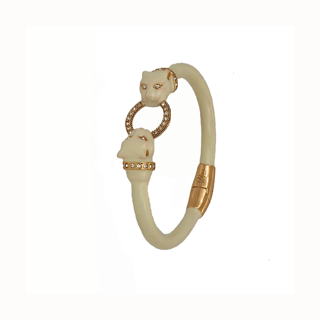 Bracciale rigido con pantere avorio