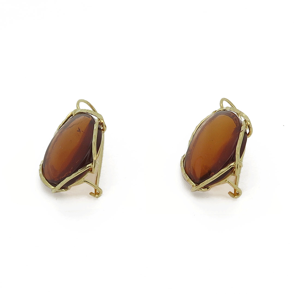 Amber and gold plated silver earrings
