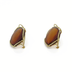 Amber and gold plated silver earrings