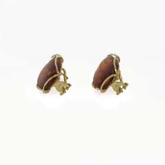 Amber earrings in golden silver