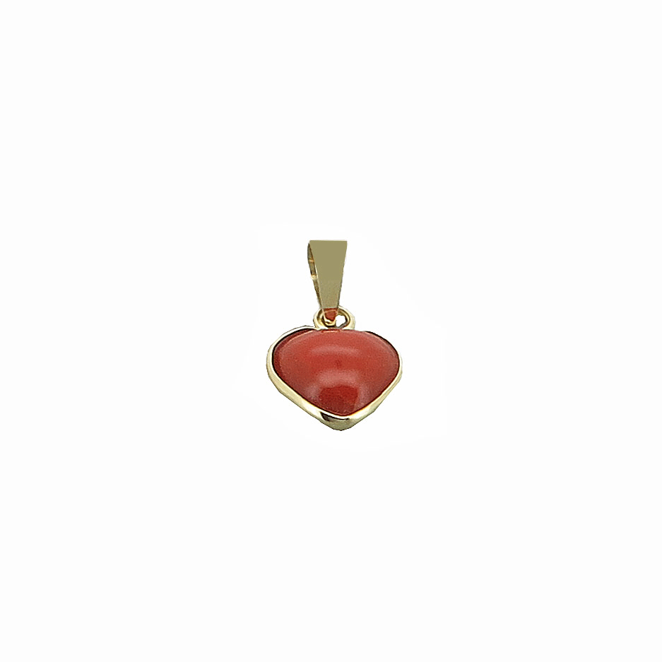 18kt gold and red coral pendant with heart