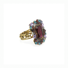 Rigid bracelet in brass with crystals