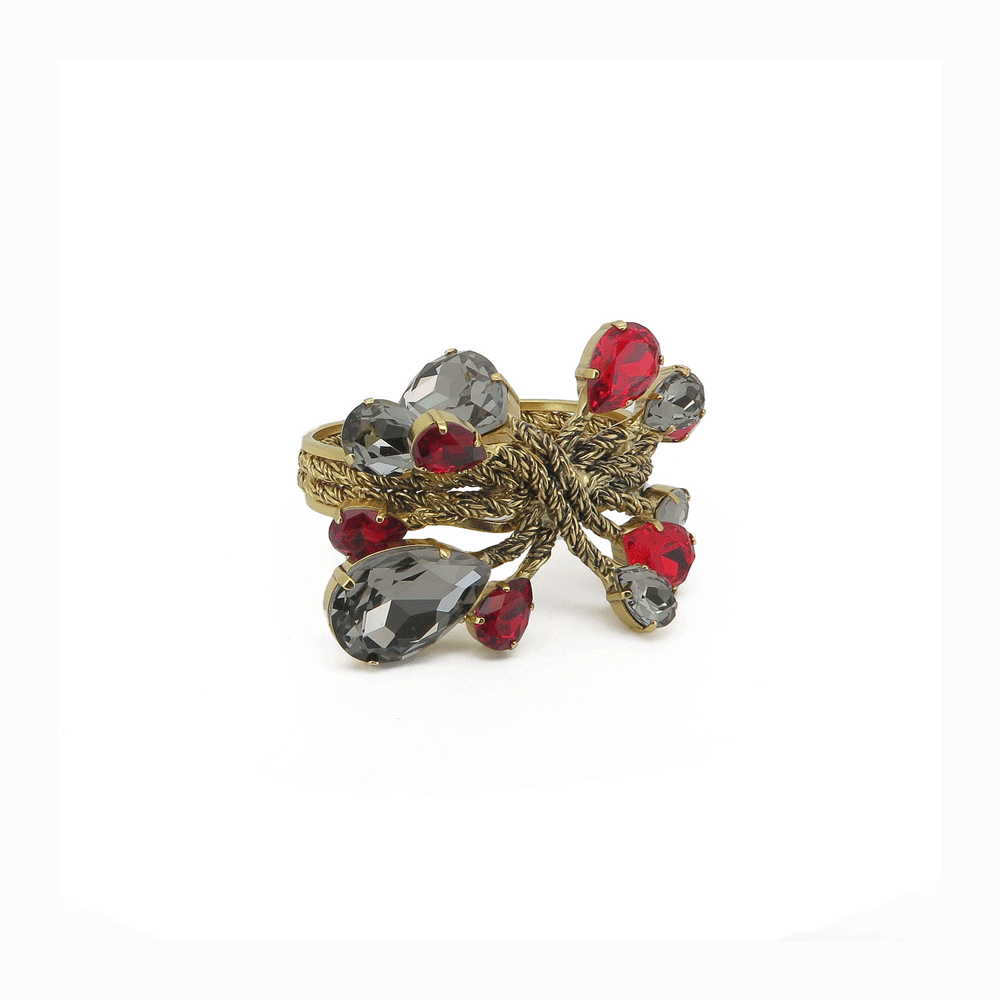 Bracciale rigido in ottone con cristalli