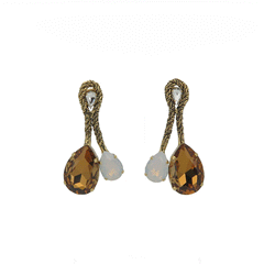 Golden Drop Earrings with Two-Tone Crystals