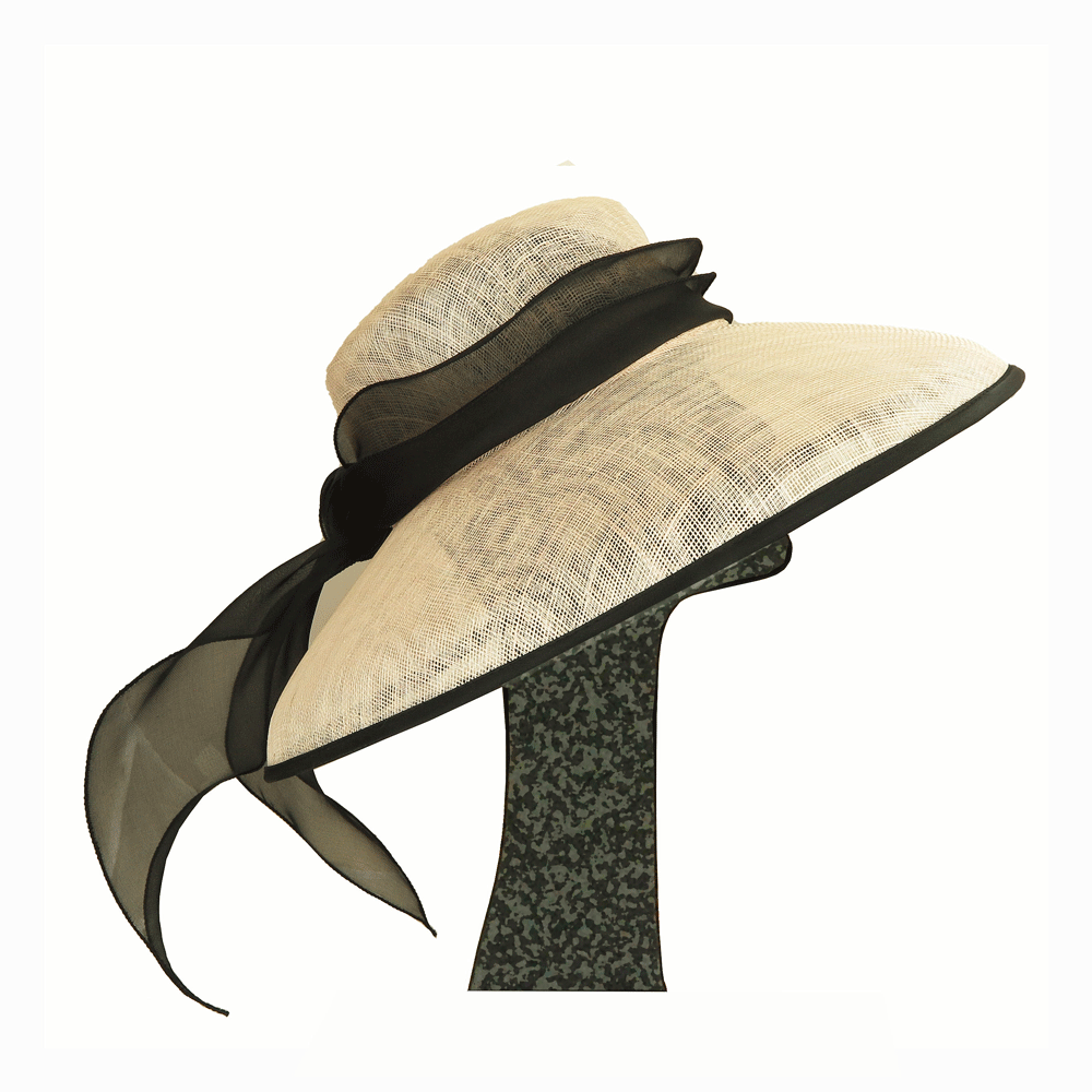 Cappello da cerimonia rosa con fascia nera