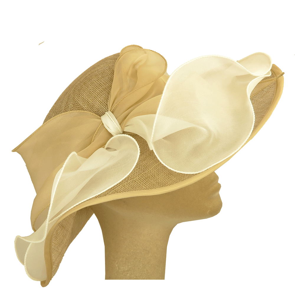 Cappello da cerimonia beige con fiocco