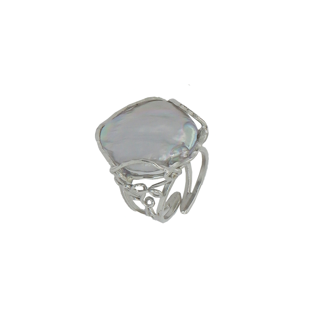 Anello perla e argento