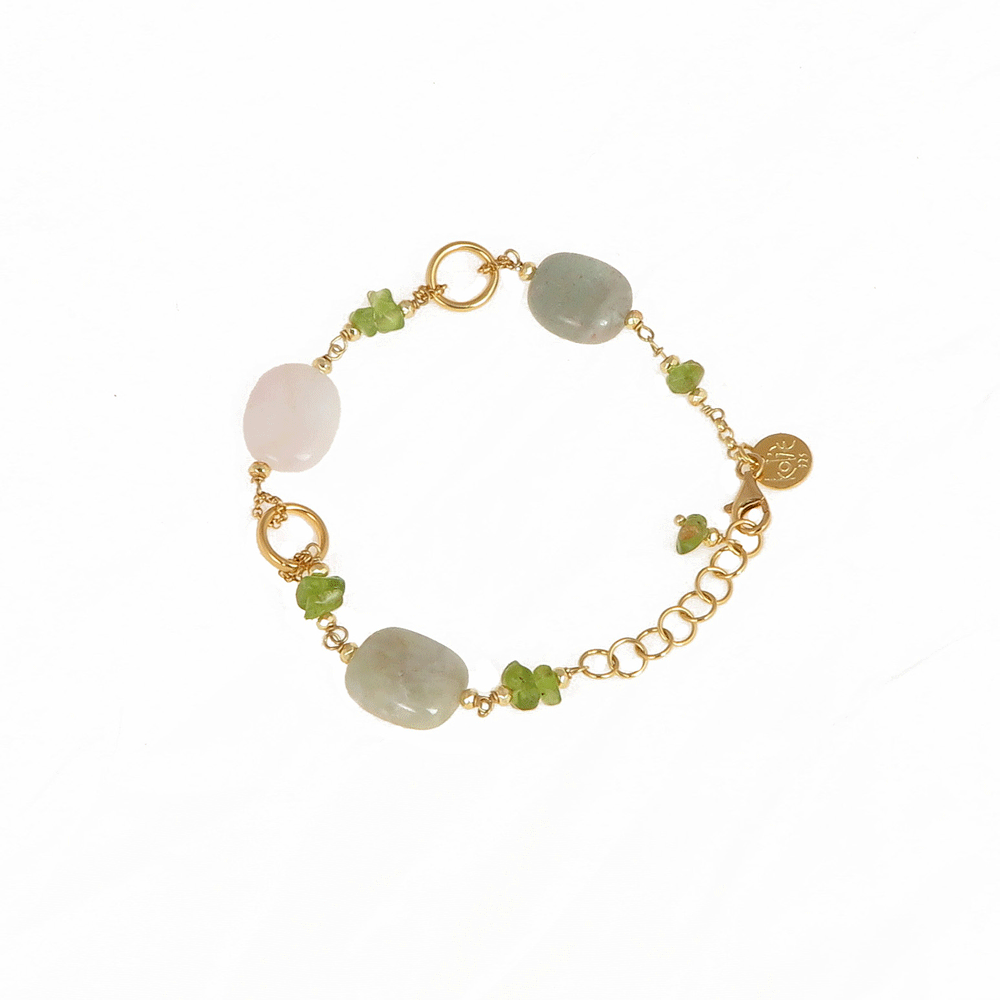 Pink and green natural stone bracelet
