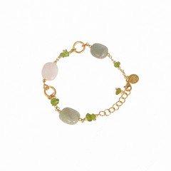 Pink and green natural stone bracelet