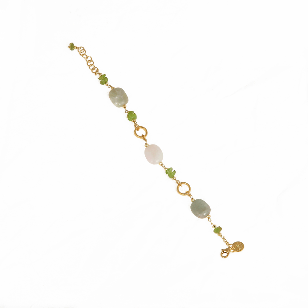 Pink and green natural stone bracelet