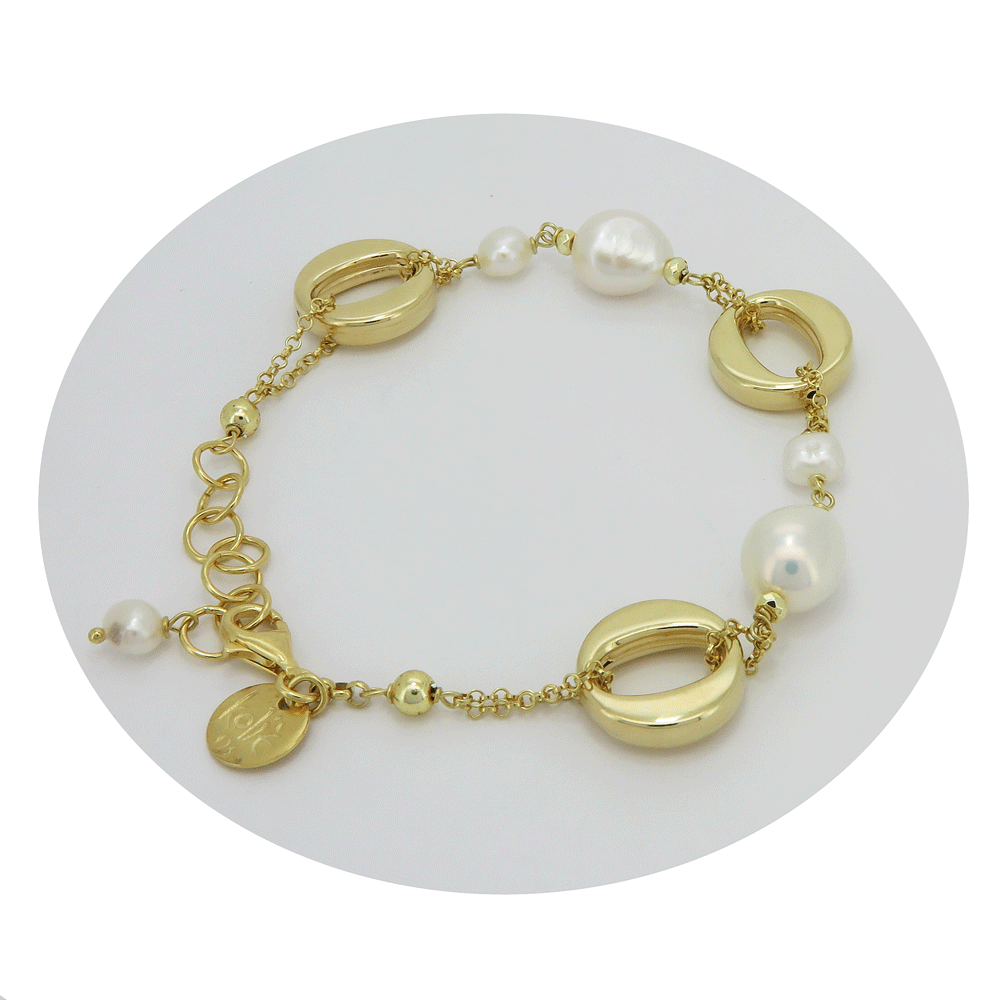 Bracciale di perle in argento dorato