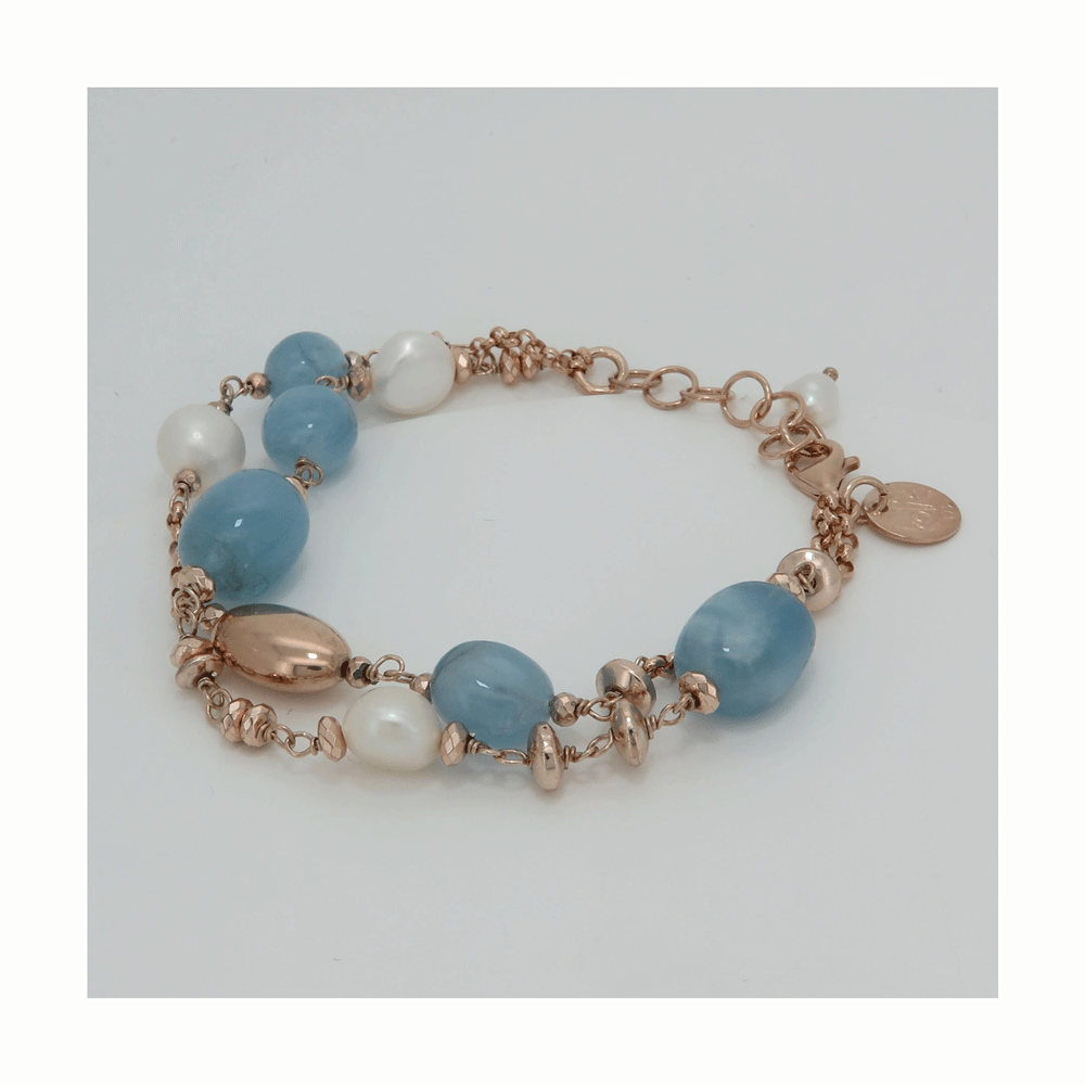 Bracciale con acquamarina a due fili