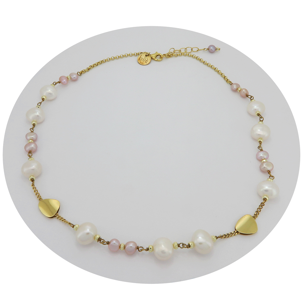 Collana perle e argento dorato