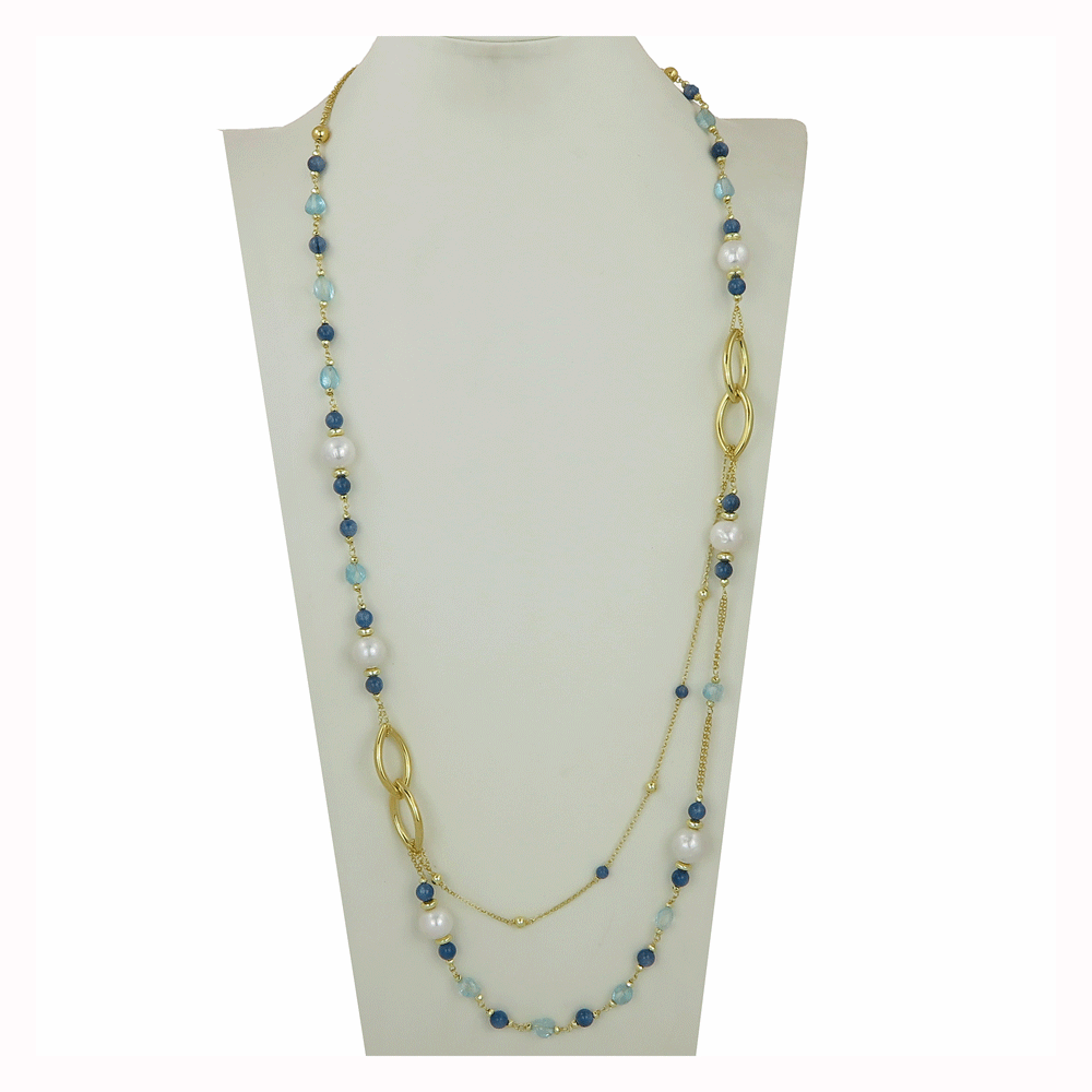 Collana perle di fiume e pietre