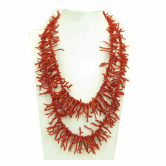 Collana due fili rametti corallo rosso