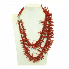 Collana due fili rametti corallo rosso