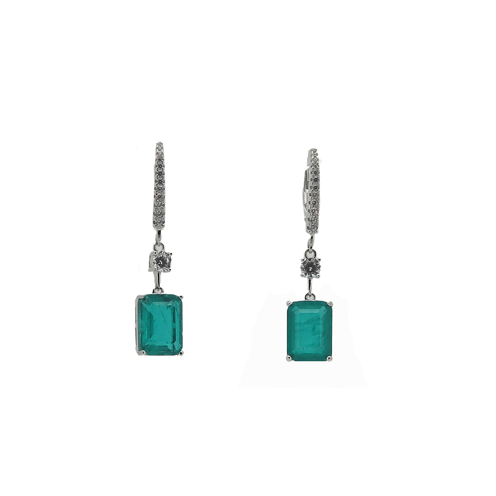 Philip Jones Orecchini Pendenti In Cristallo Verde Con Zirconia – Gioielli Eleganti In Sacchetto Regalo