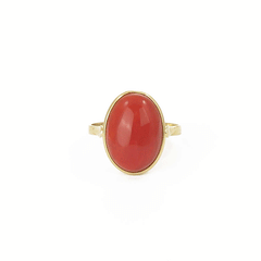 Coral and gold ring