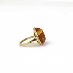 Amber and gold ring