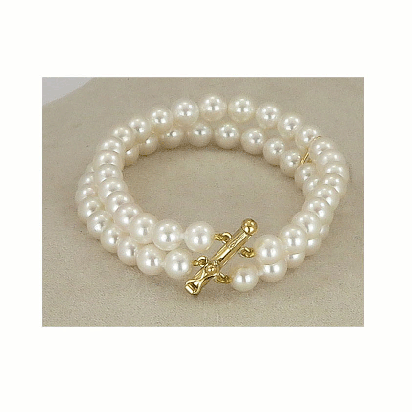 Bracciale di perle coltivate a due fili