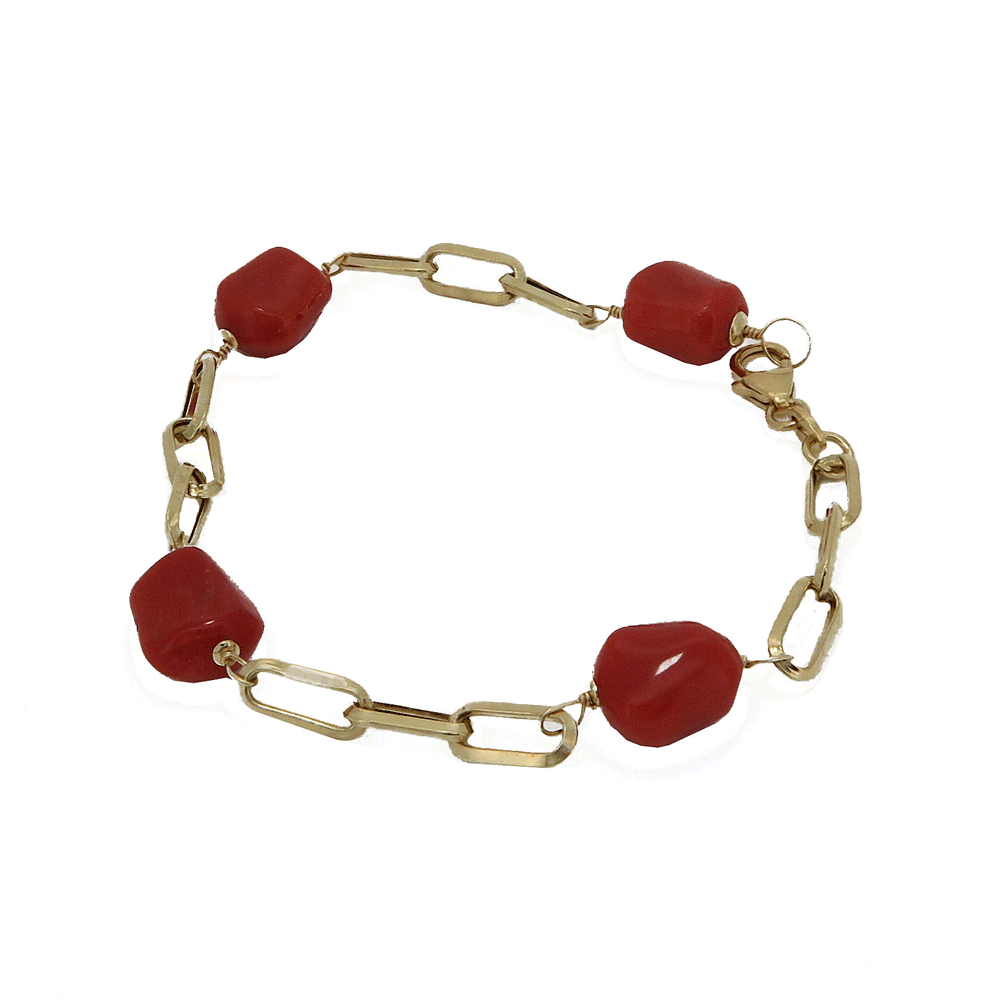 Bracciale in corallo rosso e oro
