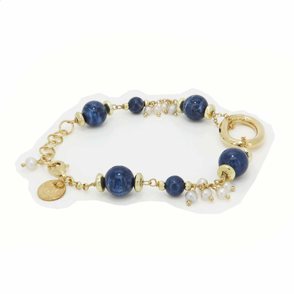 Bracciale con lapislazzuli in argento dorato