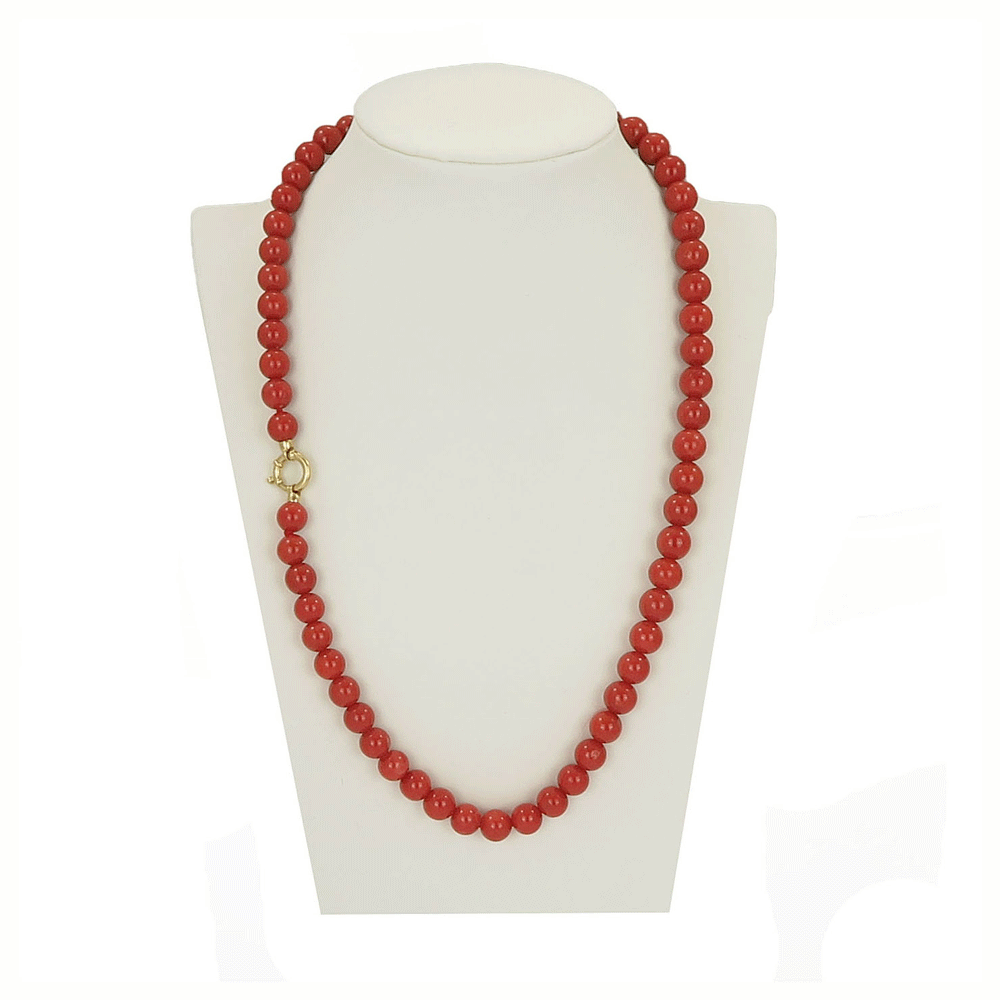 8mm Spherical Red Coral Necklace
