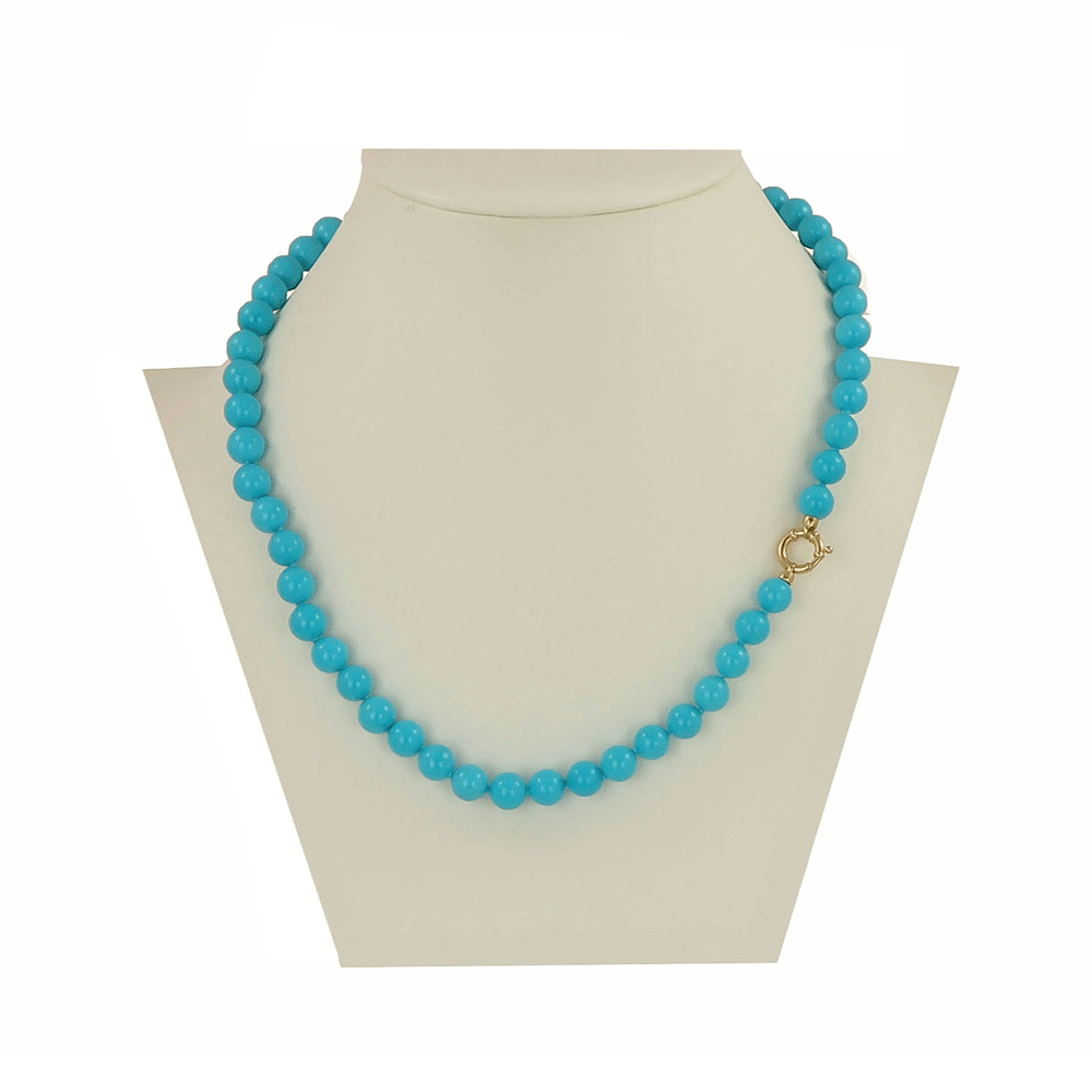 Collana girocollo in turchese naturale e oro