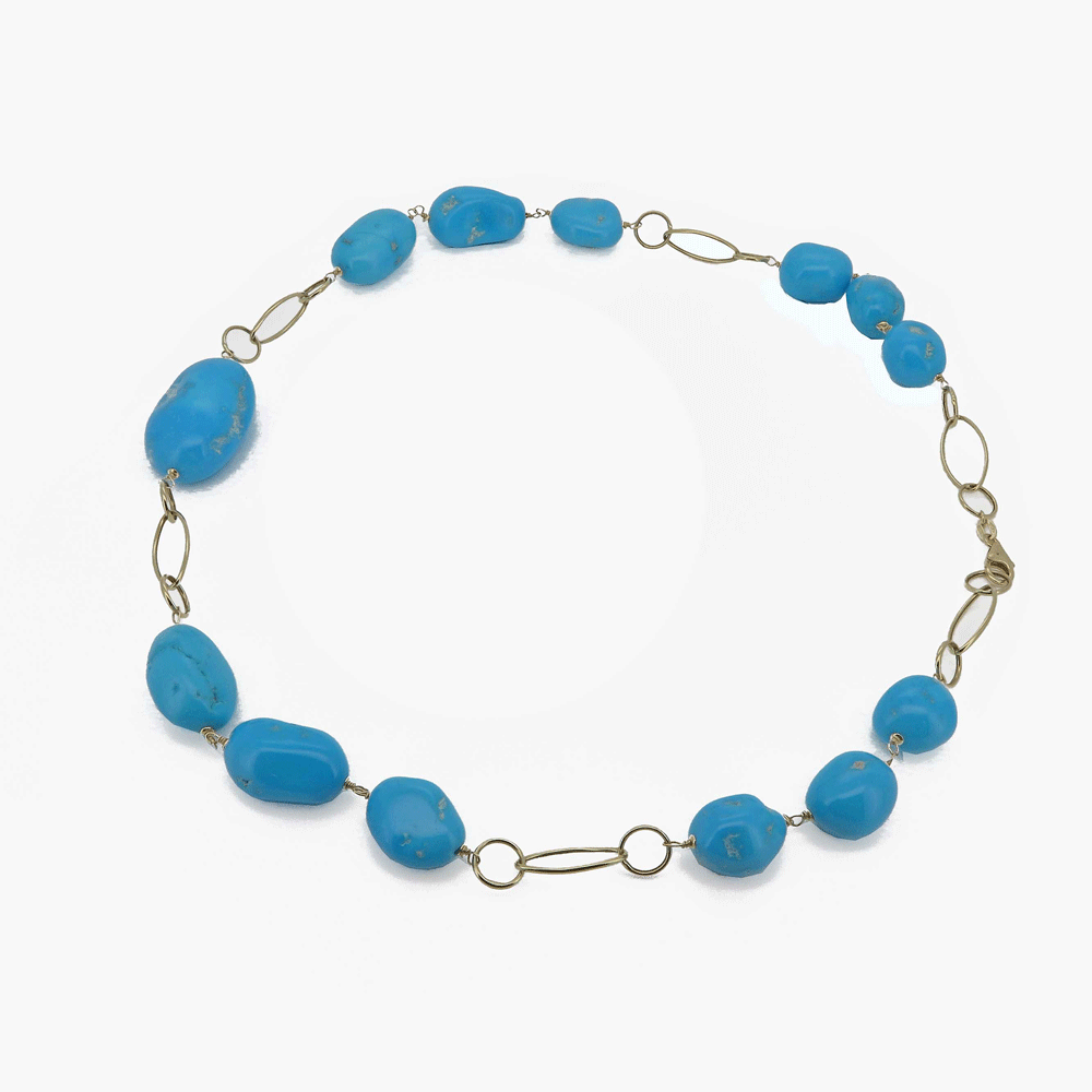 Collana oro e turchese a sassi