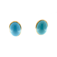 Orecchini cabochon in oro e turchese