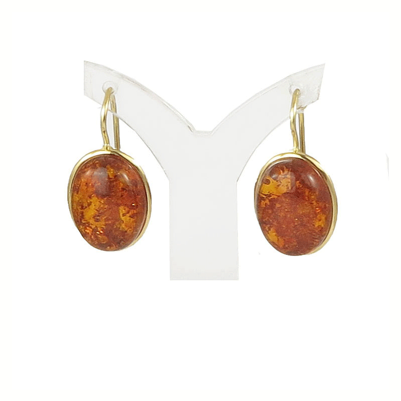 Orecchini di ambra e oro a spola