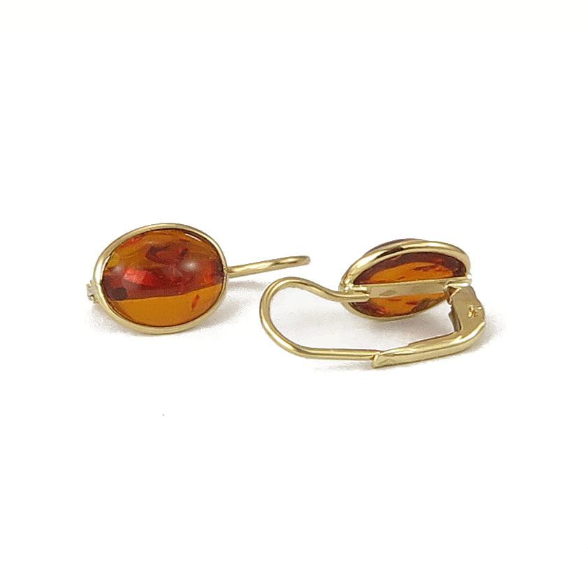 Amber and gold shuttle earrings