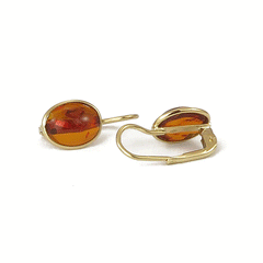 Amber and gold shuttle earrings