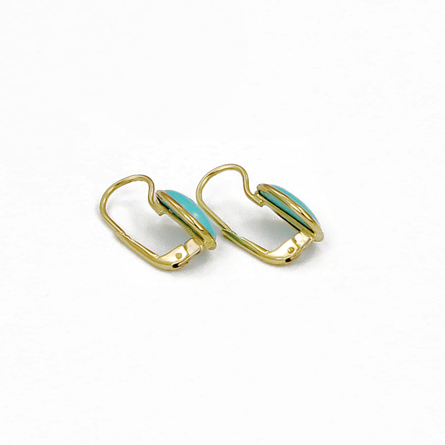 Gold and turquoise cabochon earrings
